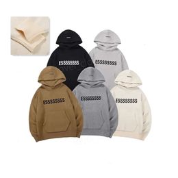 Ess Designer Hooded Sweaters Fashion Letter Embroidered Thread Cuff Knitted Autumn Winter Warm Relaxed Loose Versatile Men Sweater