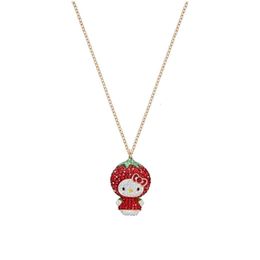 Swarovskis Necklace Designer Women Original Quality Necklaces Crystal Sweet Strawberry Hippocampus Necklace Dropping Watermelon Clavicle Chain