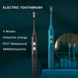 Toothbrush Fashion Ultrasonic Electric Toothbrush Inductive Charging Adults 4Mode Sonic Toothbrush IPX7 Waterproof with 2 Replacement Heads Q240202