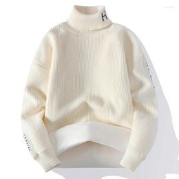Men's Sweaters Men Pullover Turtleneck Sweater Winter Korean Fashion Striped Casual Keep Warm Knitted For
