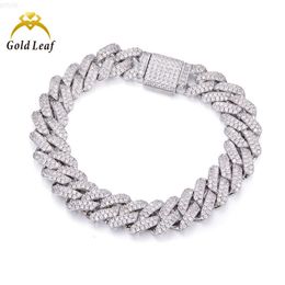 Goldleaf Jewellery Hot Sale Fine Jewellery Hip Hop Style d Colour Vvs Moissanite 6 Mm Size Cuban Bracelet with 925 Silver