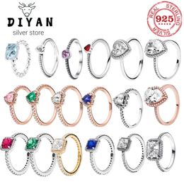 925 Sterling Silver Rings For Women Original Heart bone Engagement Wedding Rose Gold Crystal Ring Luxury Jewellery 240119