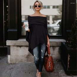 Women's Blouses Autumn Slash Neck Blouse Long Shirt 2024 Off Shoulder Tops For Women Irregular Kimono Hem Cape Korean Clothing