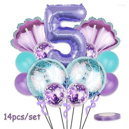 Party Decoration Mermaid Birthday Balloons Set 32inch Purple Number Shell Foil Ballon Girls Happy Little 1st 2nd 3rd 4th Balloon