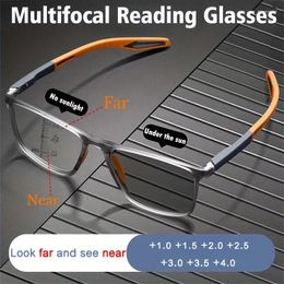 Sunglasses Pochromic TR90 Anti-blue Light Multifocal Reading Glasses Men Women Progressive Near Far Eyewear Sports Farsight Eyeglasses