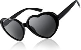 LVIOE Heart Sunglasses for Women, Polarized Heart Shaped Sunglasses with UV Protection Heart Style Retro Glasses for Shopping