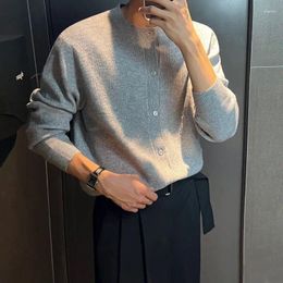 Men's Sweaters 2024 Autumn Winter Men Casual O-Neck Cardigan Solid Cotton Knitted Long Sleeve Business Knitwear A35