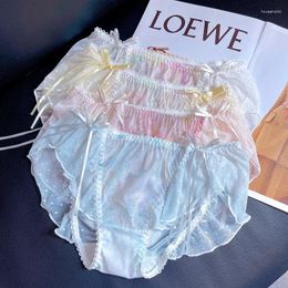 Womens Panties Sexy Women Lace Hollowed Out Transparent Lolita Lovely Colour Underwear Big Size Briefs Bow Comfortable xxl