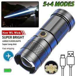 Flashlights Torches USB Rechargeable LED Flashlight High Lumens Tactical Torch 9 Lighting Modes Waterproof Outdoor Camping Riding Hiking