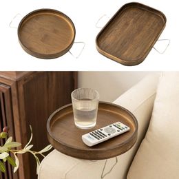 Sofa Armrest Clip-On Table Tray Wooden Foldable Couch Arm Tray Sofa Tables TV Table Side Tables For Eating And Drinking 240125