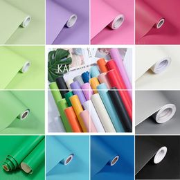Bredd Peel och Stick Wallpaper Solid Color Contact Paper Självhäftande klistermärke Väggmöbler som täcker vinylrullar 1-10m 240123