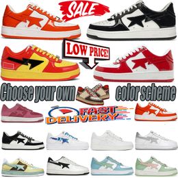 Designer casual Shoes Sneakers Trainers Bap Fashion Pink Patent Leather Black White Combo Grey for Men Women Pastel Pack camouflage