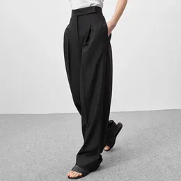 Women's Pants 2024 Autumn And Winter Black Floor-length Trousers Loose High-waisted Wide-leg Suit