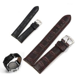 Watchbands Black Brown Leather Watch Strap Band Genuine Soft Buckle Wrist Replacement Fits Mens Relojes Hombre 14 16 18 20 22mm1230p