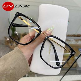 UVLAIK Blue Light Women's Glasses Frame Oversized Computer Eyeglasses Vintage Men Spectacles Transparent Square Eyewear Frame223N