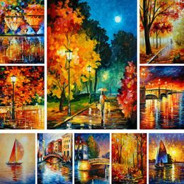 Paintings Old Landscape Paint By Numbers Set Oil Paints 40 50 Painting On Canvas Home Decoration For Kids Handiwork Handicraft