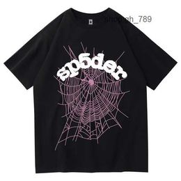 spider Men's T-shirts 555 Hip Hop Kanyes Style Sp5der t Shirt Spider Jumper European and American Young Singers Short Sleeve 8TI1