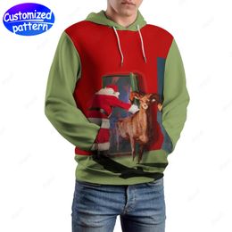 designer Men Hoodies & Sweatshirts Custom patterned Christmas reindeer hip-hop rock caps casual Athleisure sports outdoor wholesale hoodie Clothing big size s-5xl