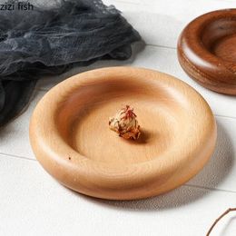 Plates Round Wooden Dessert Plate Dinner Sushi Wood Discs Fruit Bowl Dim Sum Dish Snack Trays Cake Pan Decorate The