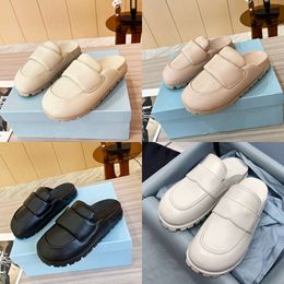 Designer Shoes Triangle Slippers Woman Thick Bottom Flat Slides Comfort Soft Lady Sandals Bubble Casual Shoes With Box 522