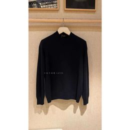 Loro Piano Sweaters Mens Winter Navy Blue Brown Khaki Round Neck Long Sleeve Cashmere Sweater PJX2