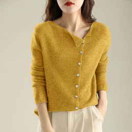 Women's Sweaters Cardigan Sweater Fashion Coats For Women Female And Cardigans Knee Length Button Front