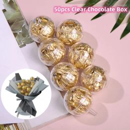 Gift Wrap 50Pcs Clear Acrylic Chocolate Ball 3.8cm Round Candy Boxes Valentine'S Day/Wedding/Christmas Party Bouquet Holder