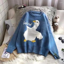 Women's Jackets Autumn And Winter Loose Lazy Wind Towel Embroidery Knitted Jacket Female Cartoon Sweater Pullover