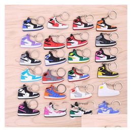 Keychains Designer Fashion Stereo Mini Sile Sneaker Keychain 3D Basketball Shoes Key Ring Holders Gift Handbag Car Drop Delivery Dhvs0