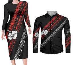 Casual Dresses Couple Clothing Vendors Samoan Tribal Tattoos Print Matching Outfits Minimalist Shirt Dress Match Men5033296