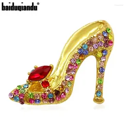 Brooches Multi-Colors Crystal Rhinestones High Heel Shoes Brooch Pins For Women