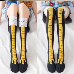 Women Socks Chicken Paws Feet Long Funny Cartoon Cotton Leg Claw 3D Print Over Knee Stockings