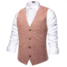 Men's Vests Hi-Tie Pink High Quality V-Neck Sleeveless Waistcoat For Male Casual Fit Wedding Business Formal Designer Party Gift
