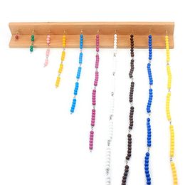 Baby Toys Montessori Coloured Beads Chain Math Colourful 110 Games Toddler Beech Wood Preschool Training Learning Gift 240131