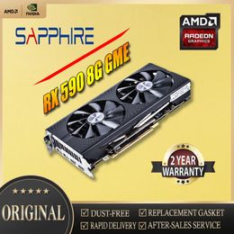 Graphics Cards SAPPHIRE Radeon RX590 8G GME AMD Video Desktop PC Computer Game Map 12nm 8gGDDR5 Double Fan Used