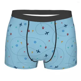 Underpants Men's Cartoon Planes Boxer Shorts Panties Mid Waist Underwear Male Sexy Plus Size