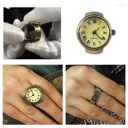 Cluster Rings Couple Vintage Ring Watch Stretch Quartz Bronze Finger Roman Numeric Watches Jewelry Unisex Clock Gifts For Lover Wh218S