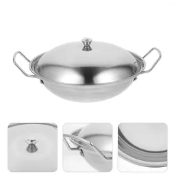 Pans Frying Pan Pot Stove With Lid Stainless Steel Wok Griddle Durable Woks For Outdoor Cookware