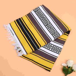 Chair Covers Mexican Falsa Blanket Colourful Yoga Mat Woven 130x180cm Serape For Sofa Bedroom Car Picnic Summer Beach Yellow