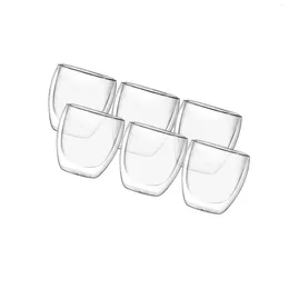 Mugs 6x Double Walled Glass Coffee Cups Clear 80ml For Cappuccinos