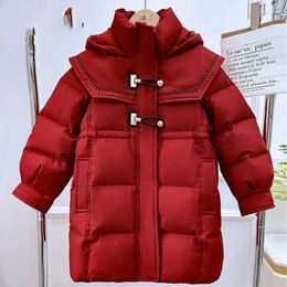 Down Coat 2024 Teenage 5-12 Year Teen Girls Winter Jacket Plus Cotton Warm Kids Windbreaker For Hooded Children Outerwear