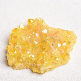 Decorative Figurines 1kg Natural Electroplate Citrine Crystal Cluster Yellow Aura Quartz Healing Gem Stone Energy Mineral Specimen Home