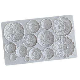 Baking Moulds Flower Embossed Silicone Mould Fondant Cake Decorating Mold Clay Sugarcraft Chocolate Tool Kitchenware