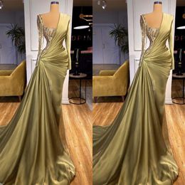Modern Mermaid Evening Dresses Sequins Prom Gowns Long Sleeve with Train Custom Made Formal Party Dresses Plus Size