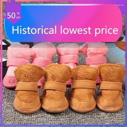 Dog Apparel 4PCS Winter Shoes Waterproof Cute Puppy Boots Outdoor Walking Warm Snow For Small Chihuahua Pet Paw Protectors