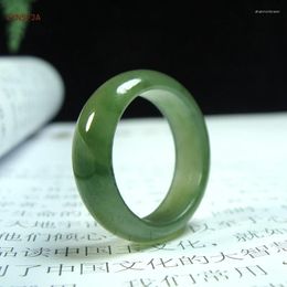 Cluster Rings CYNSFJA Real Rare Certified Natural Hetian Jasper Nephrite Unisex Lucky Amulets Green Jade High Quality Blessing Gifts
