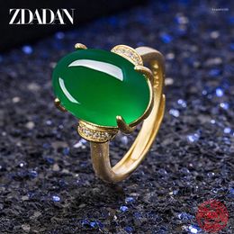 Cluster Rings ZDADAN 925 Sterling Silver Jade Finger For Women Fashion Party Jewellery