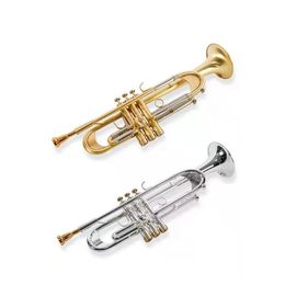 High quality Trumpet Original Silver plated GOLD KEY Flat Bb Professional Trumpet bell Top musical instruments