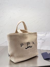 Borsa di design a righe in paglia per uomo, donna, borsa da spiaggia, borsa di lusso, borsa per lo shopping estiva, borse a tracolla
