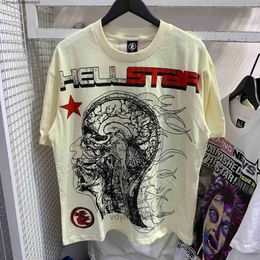 9sse Mens T-shirts Trendy Hellstar T-shirt Hell Star Head Print Street Short Sleeve 26DB